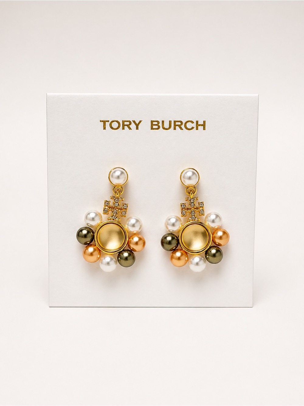 Tory Burch Gold Tone Multi-Pearl Drop Earrings